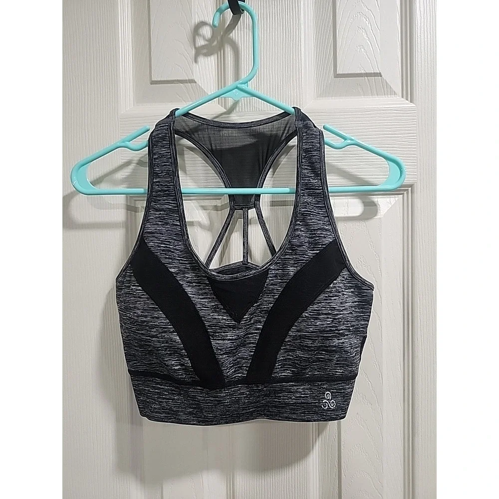 Soho Sport Women's Purple Black Racerback Sports Bra Size L Pullover Wireless‎